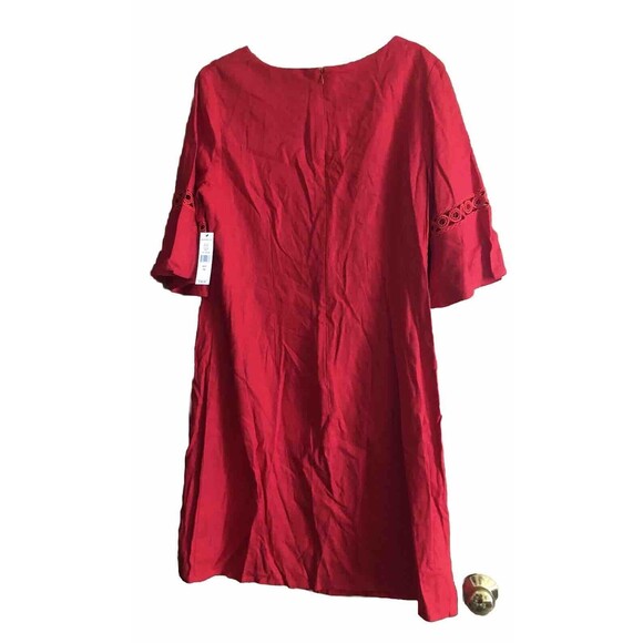 Glamour Short Bell Sleeve Crochet Embellishment Red Dress Size 18 NWT - Picture 2 of 11